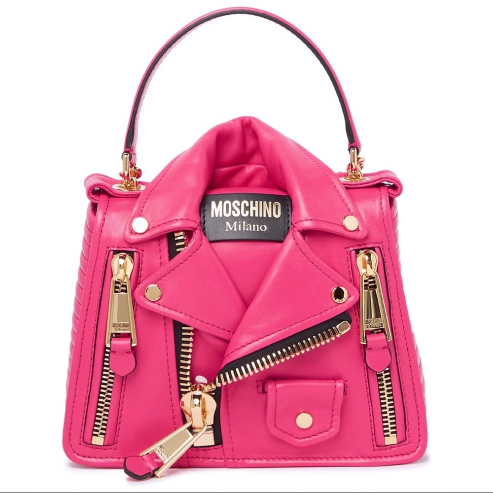 NWT Moschino Milano Biker Leather Crossbody Bag